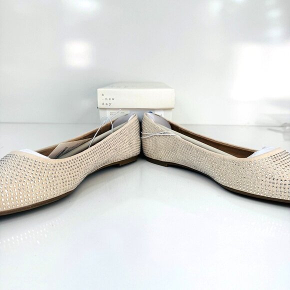 A New Day Rhinestone Flats Women’s Size 7 Off White AE247 Memory Foam Sole - Picture 6 of 8